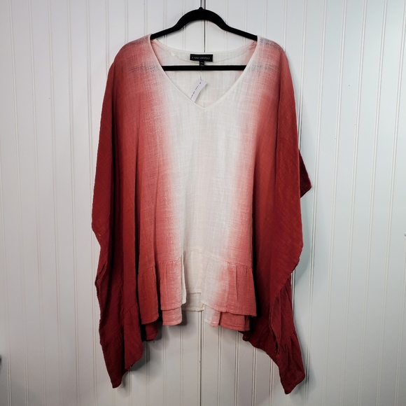 Lane Bryant Red Ombre Ruffle Hem Top Size 26/28 - Picture 3 of 9